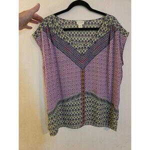 Lucy &‎ Laurel Women's Size Medium Geometric Multicolor Sleeveless V-Neck Top
